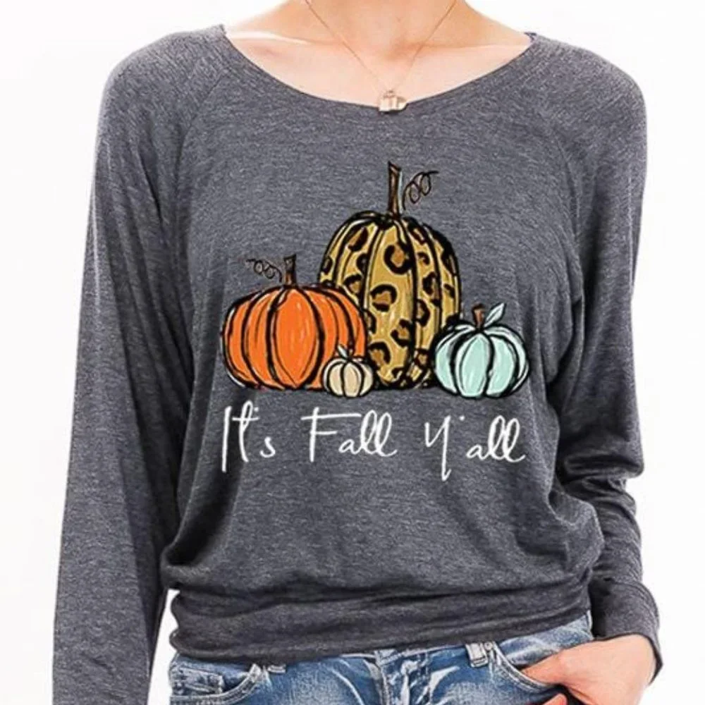 SALE!!!  NWT!!! “It's Fall Y'all” Scoop Neck Lightweight Sweatshirt - Picture 2 of 4